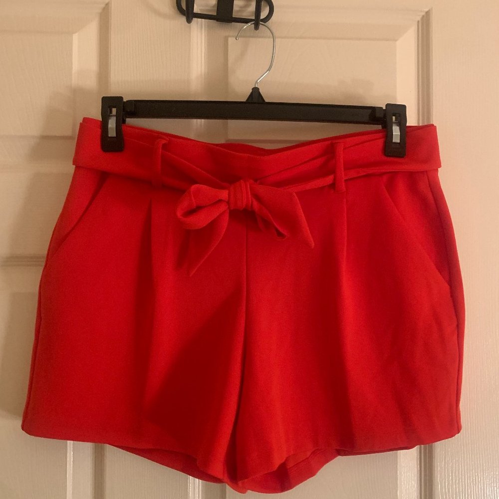 LOFT Red Tie-Waist High-Rise Women's Shorts